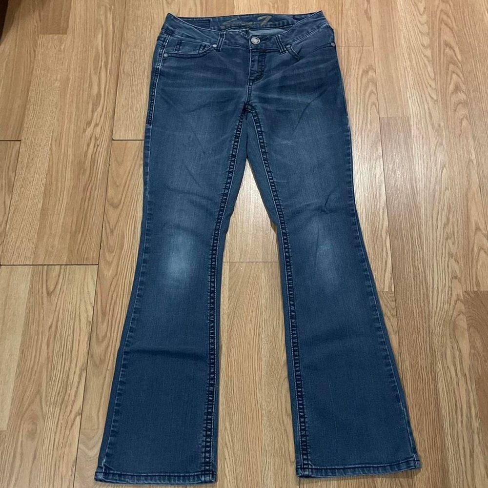 Seven7 Womens 8 (31x31) Slim Bootcut Jeans Dark Blue Denim Stretch Western - Picture 2 of 8